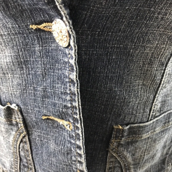 Y2K Vintage Jean Jacket BACCINI Embellished Denim Blue Jean Blazer Medium - Picture 4 of 11